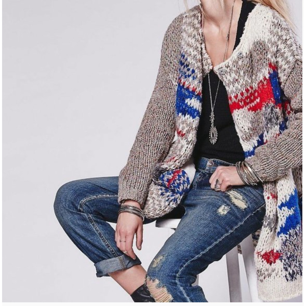 Free People Fireworks Sweater Coat M